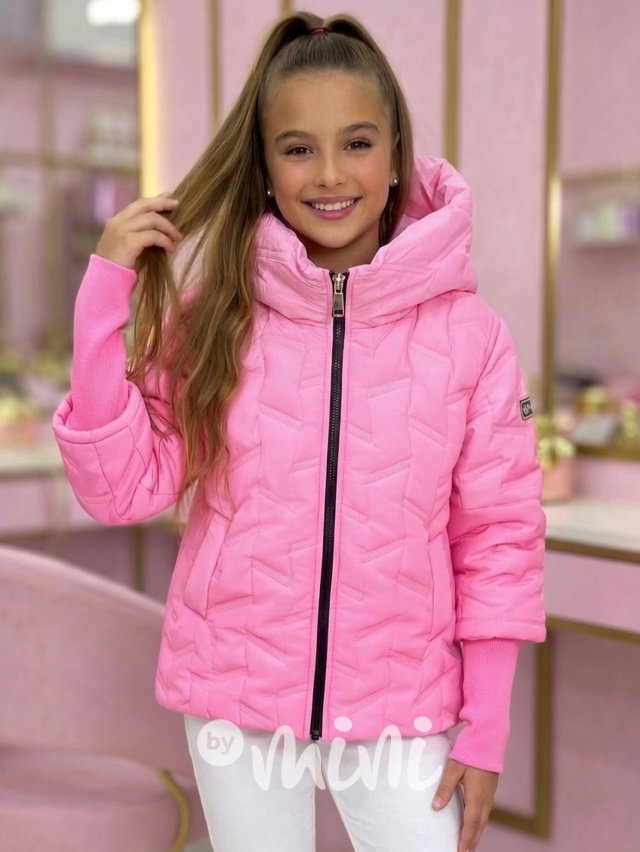 PREMIUM podzimní bunda s dlouhými náplety PINK