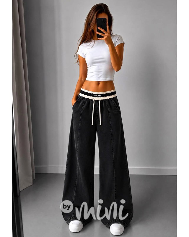 Soft denim široké kalhoty DREAM dark