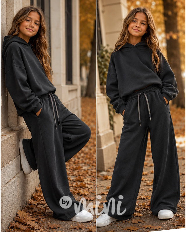 Podzimní široké tepláky dark grey