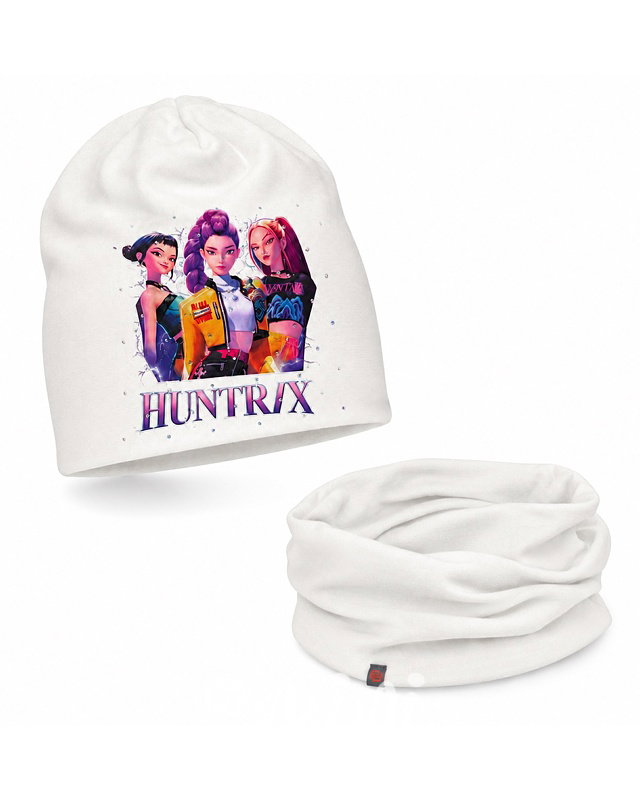 Huntrix čepice s kamínky + nákrčník cream