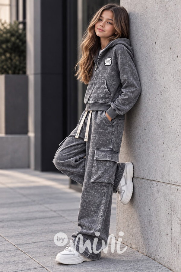 Soft cotton denim teenage souprava ANTHRACITE grey