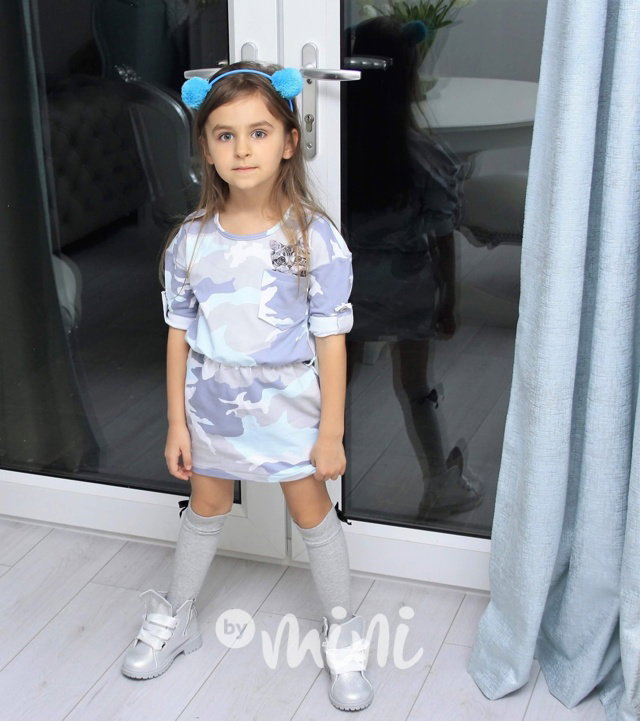 Sky blue army cat dress
