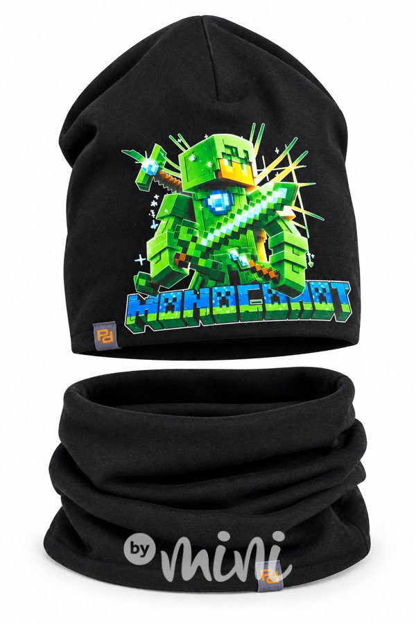 Čepice s nákrčníkem Minecraft černá
