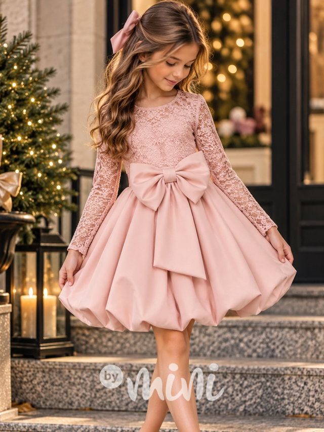 Sváteční šaty Elegance bow pink