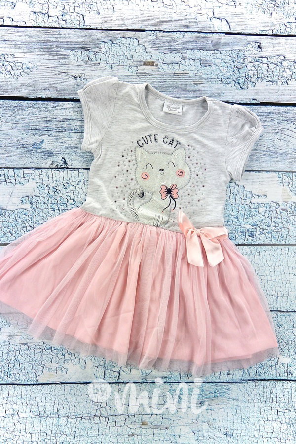 Cat šaty pink/grey