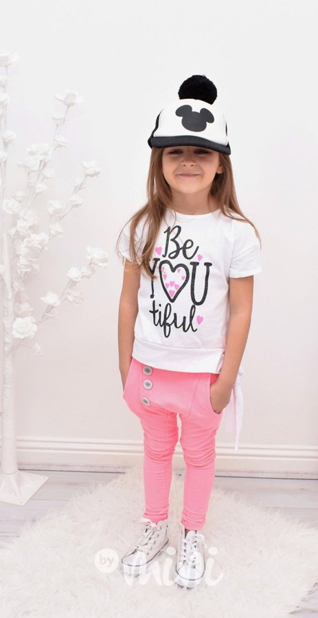 Neon pink basic slim baggy tepláčky