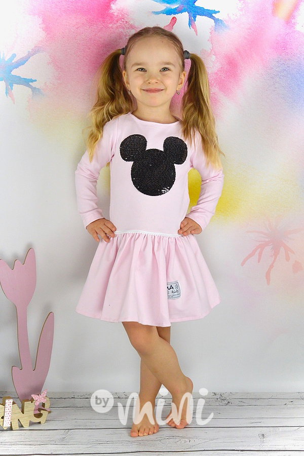 Mickey dress s přetáčecími flitry pink