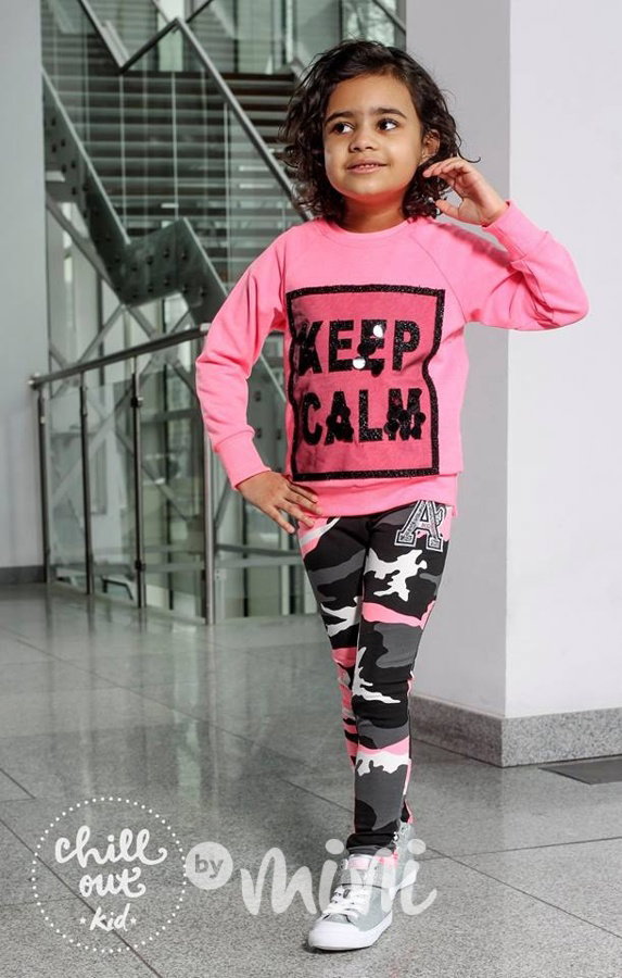 Neon pink army legíny s aplikací