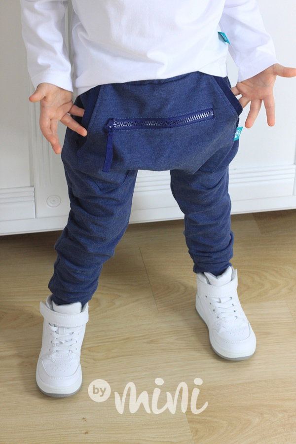 Blue melange baggy tepláčky se zipem