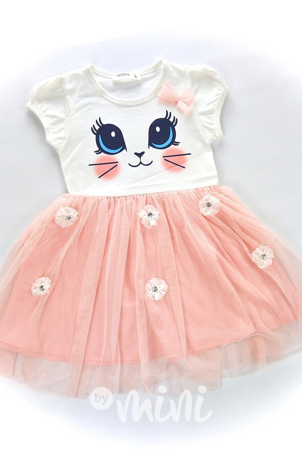 Cute cat dress cream