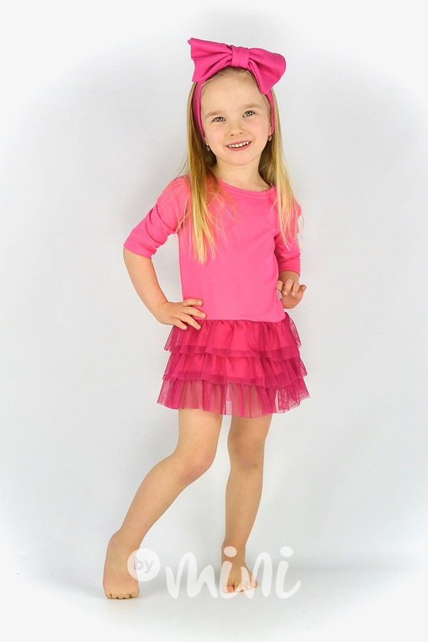 Dark pink šaty s tylem