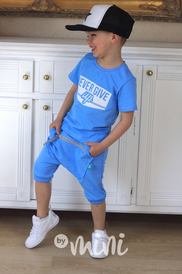 Sky blue baggy shorts zip