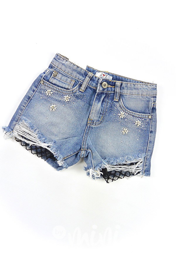 Jeans shorts s perličkami