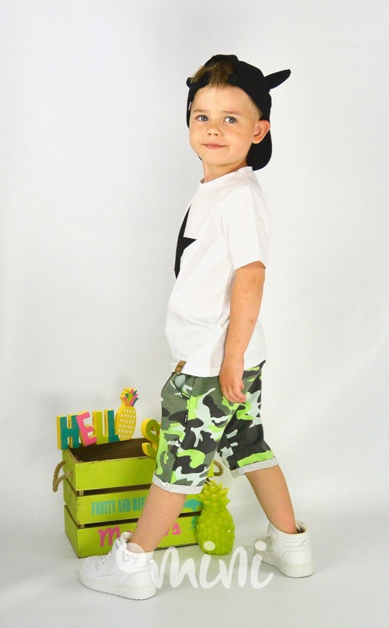Camo baggy shorts s knoflíky green