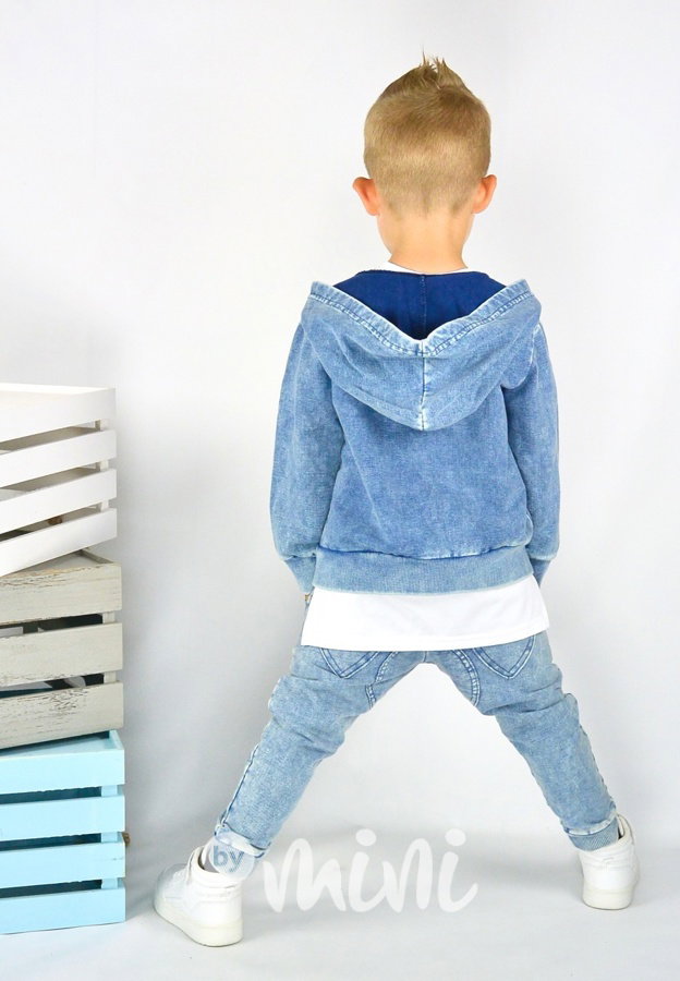 Jeans mikina s kapucí