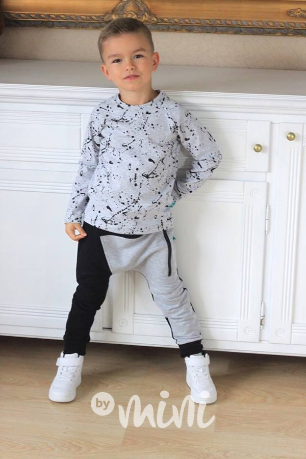 Šedočerné baggy chlapecké tepláky