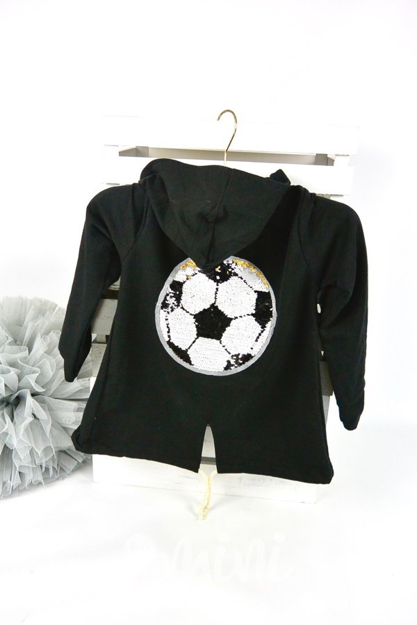 Football long mikina černá flitry