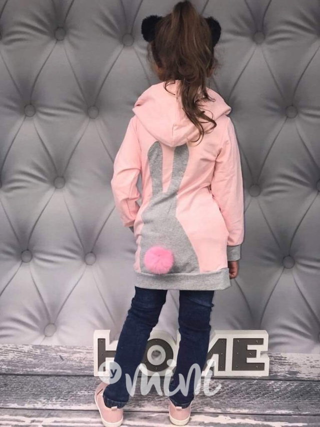 Zajíčková mikina s bambulkou PINK