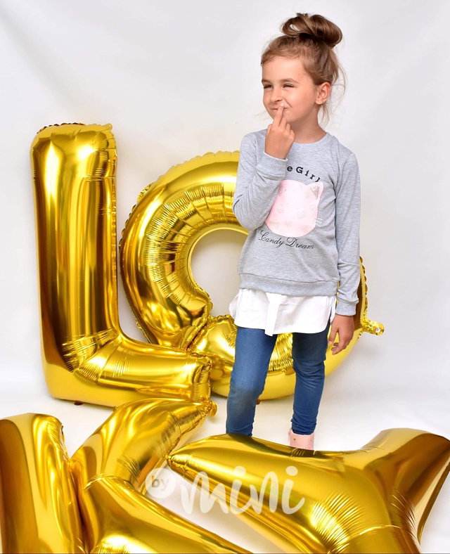 Dívčí set -  mikčokošile + jeans legíny GREY