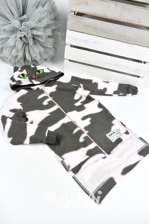 Army mikina s kapucí Kitty atypická PINK