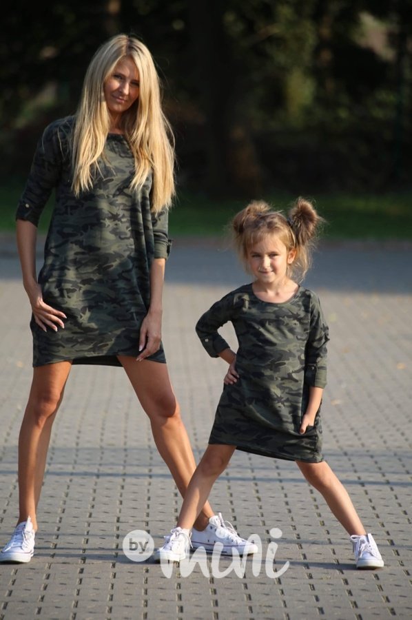 Army sporty šaty - set matka dcera