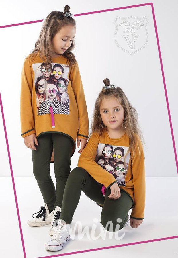 Mustard tunička + khaki legíny