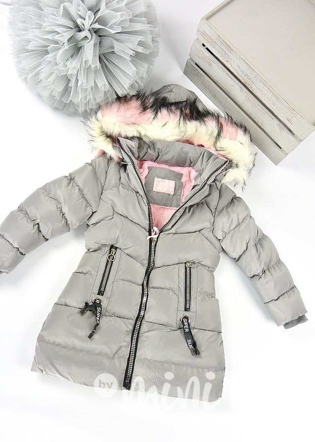 Dětský zimní kabát s kapucí a kožešinou