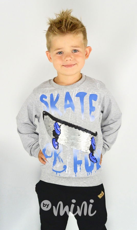 SKATE mikina s obracecími flitry šedá