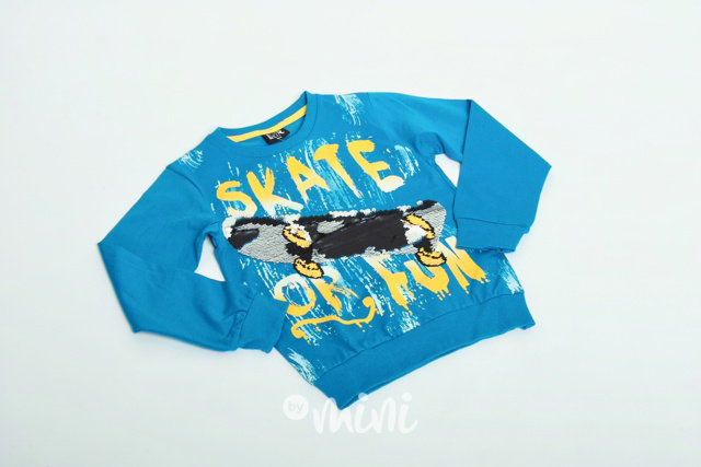 SKATE mikina s obracecími flitry tyrkysová