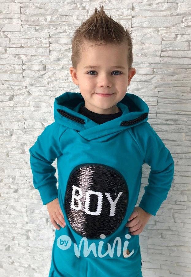 BOY petrol mikina s flitry