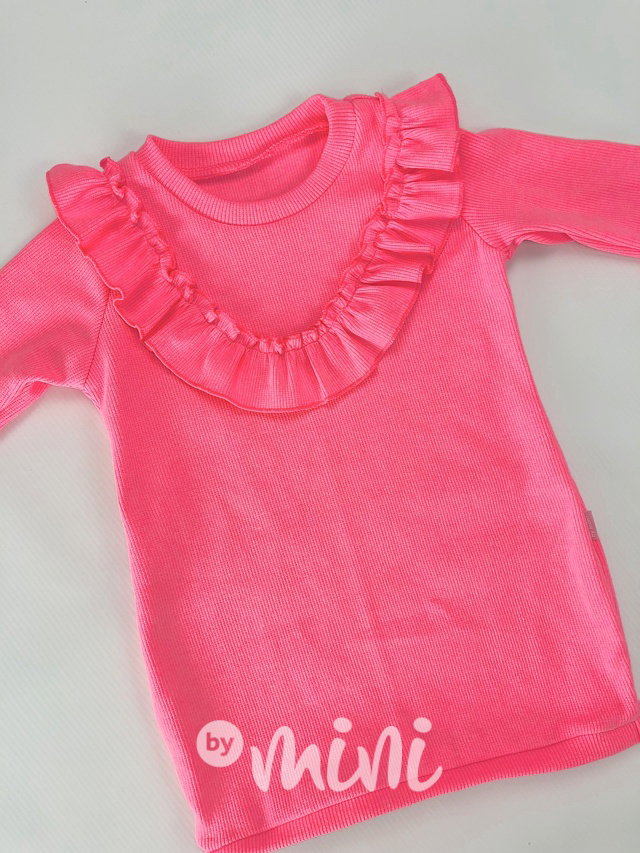 Neon pink žebrovaná tunika
