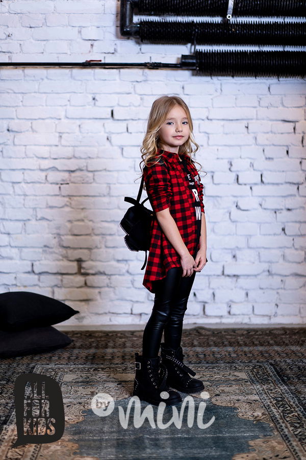 Karo dívčí košile červená