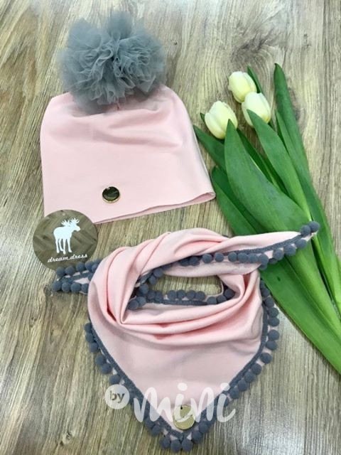 Pink/Grey pompon set