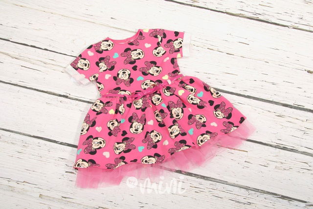 Pink dětské Minnie šaty s páskem