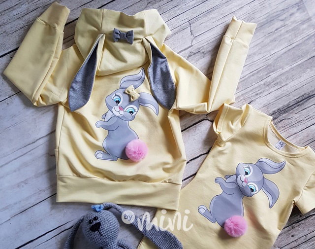 Bunny mikina s ouškama žlutá