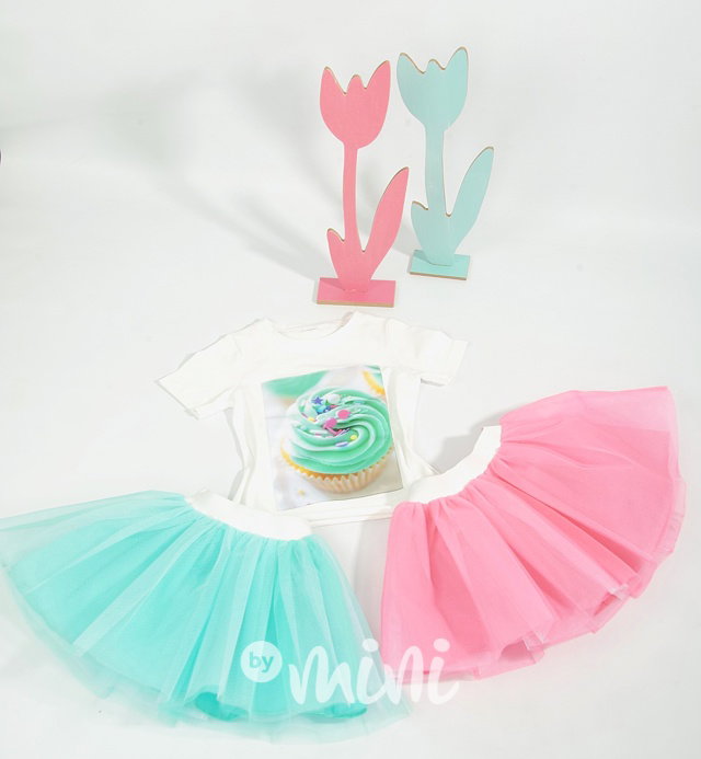 Růžový cupcake dětský set - tutu sukně + triko