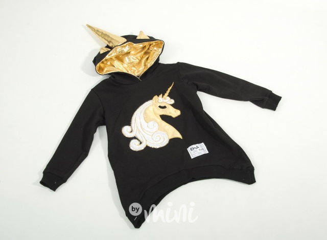 Unicorn gold asymetrická mikina černá