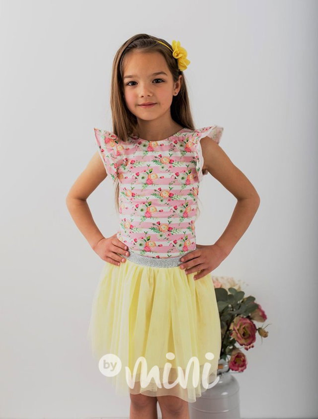 Yellow silver tylová tutu sukýnka