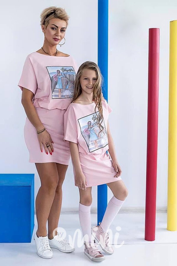 Růžová tunika summer matka+dcera
