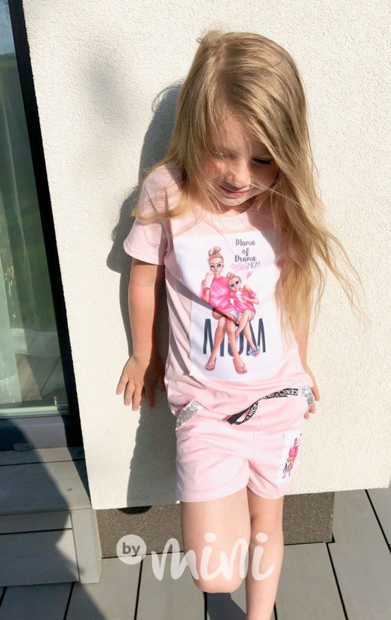 Girl mom triko + kraťasy pink