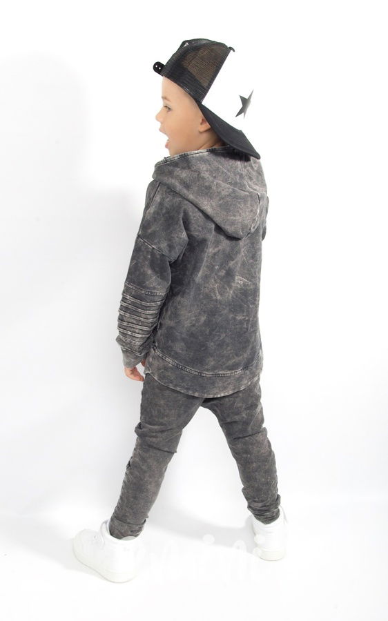 Acid wash biker mikina black