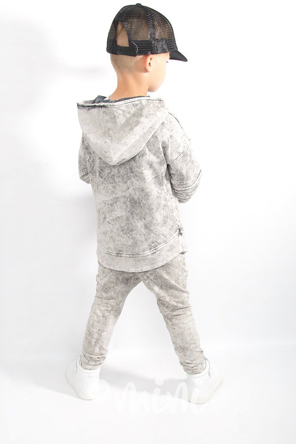 Acid wash biker mikina grey