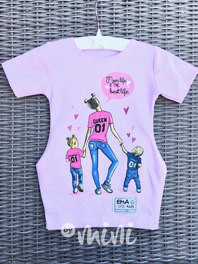Mom life asymetrická tunika pink
