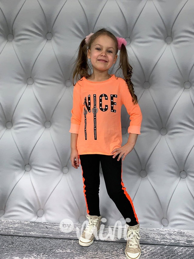 Černé legíny s neon oranž lampasem