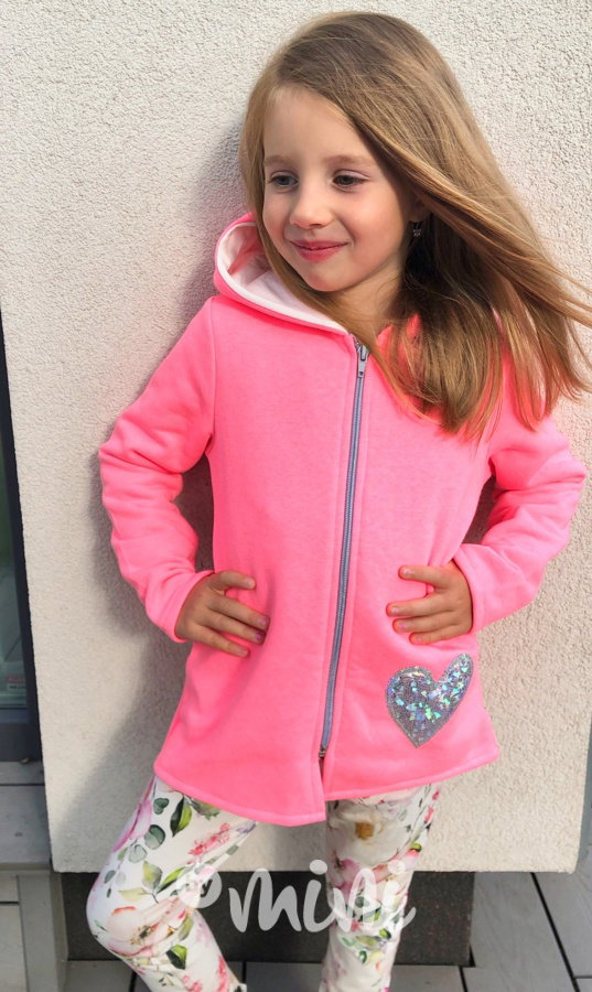 Neon růžová zateplená mikina cool like mom
