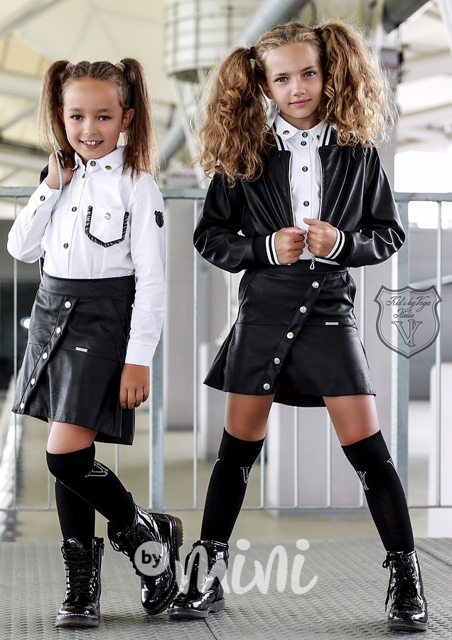 Leather black dívčí sukně