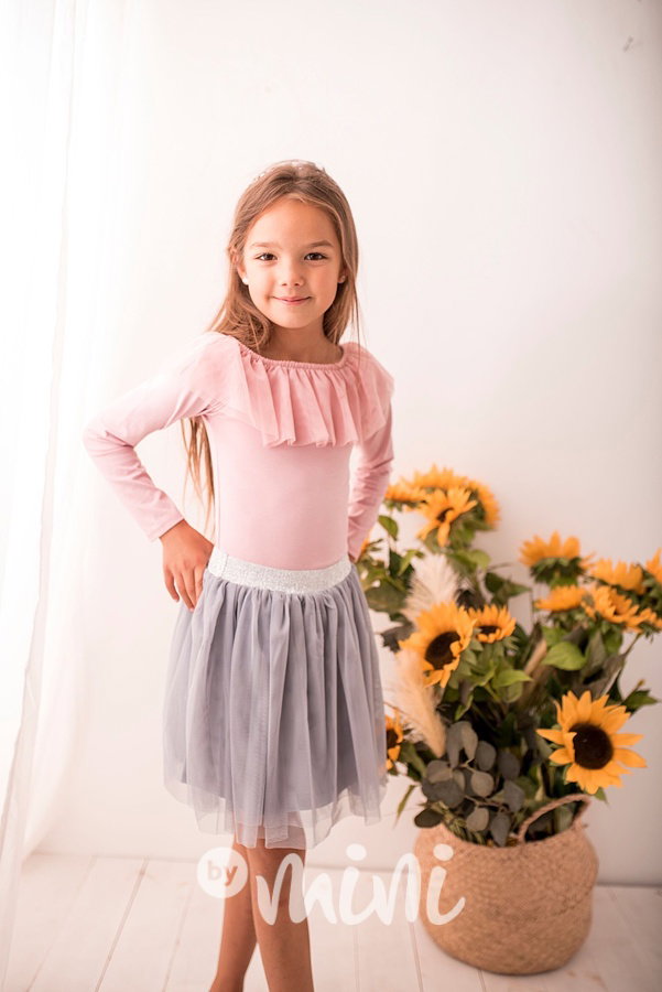 Grey silver tylová tutu sukně