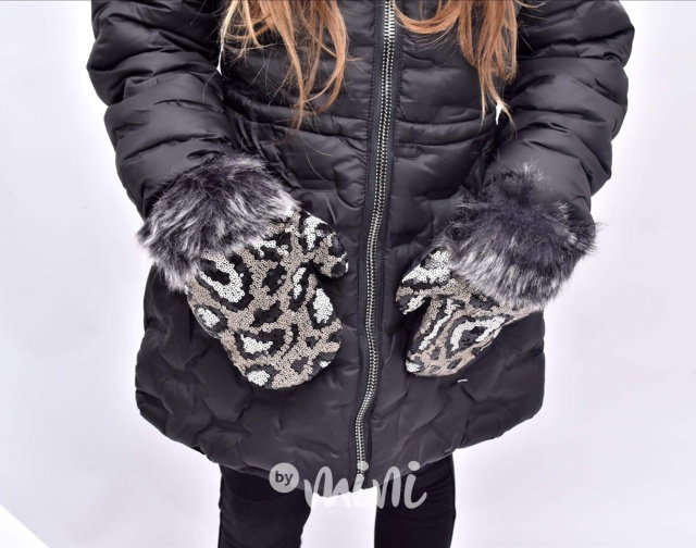 Zimní černý dětský kabátek s prošívaný