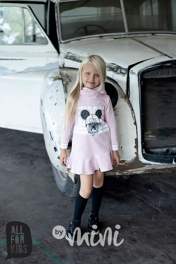Sporty hoodie dress pink