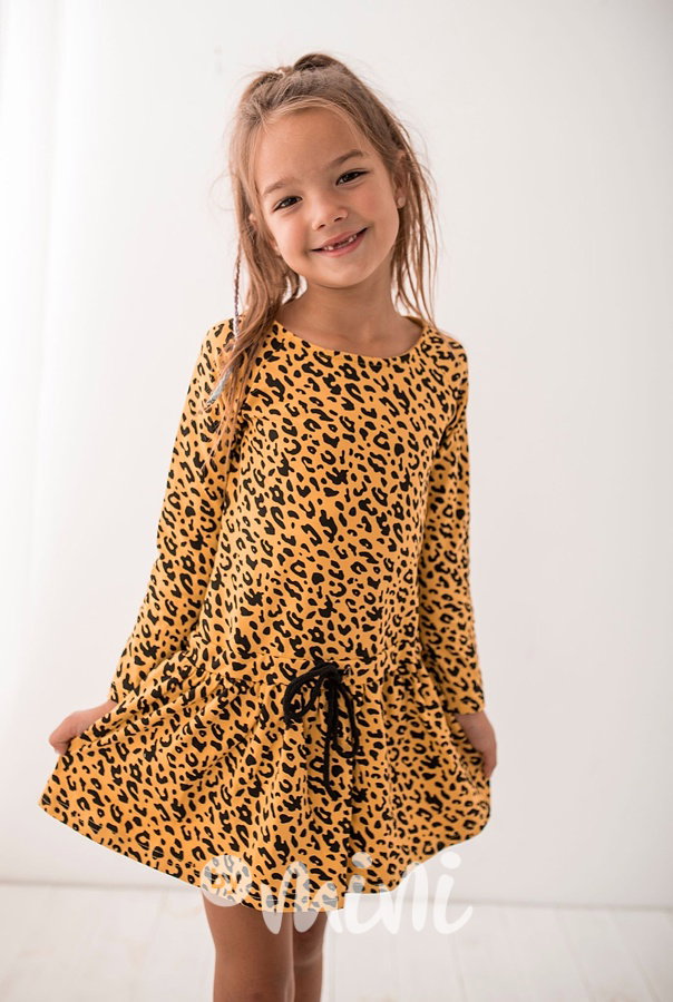 Animal print šaty mustard